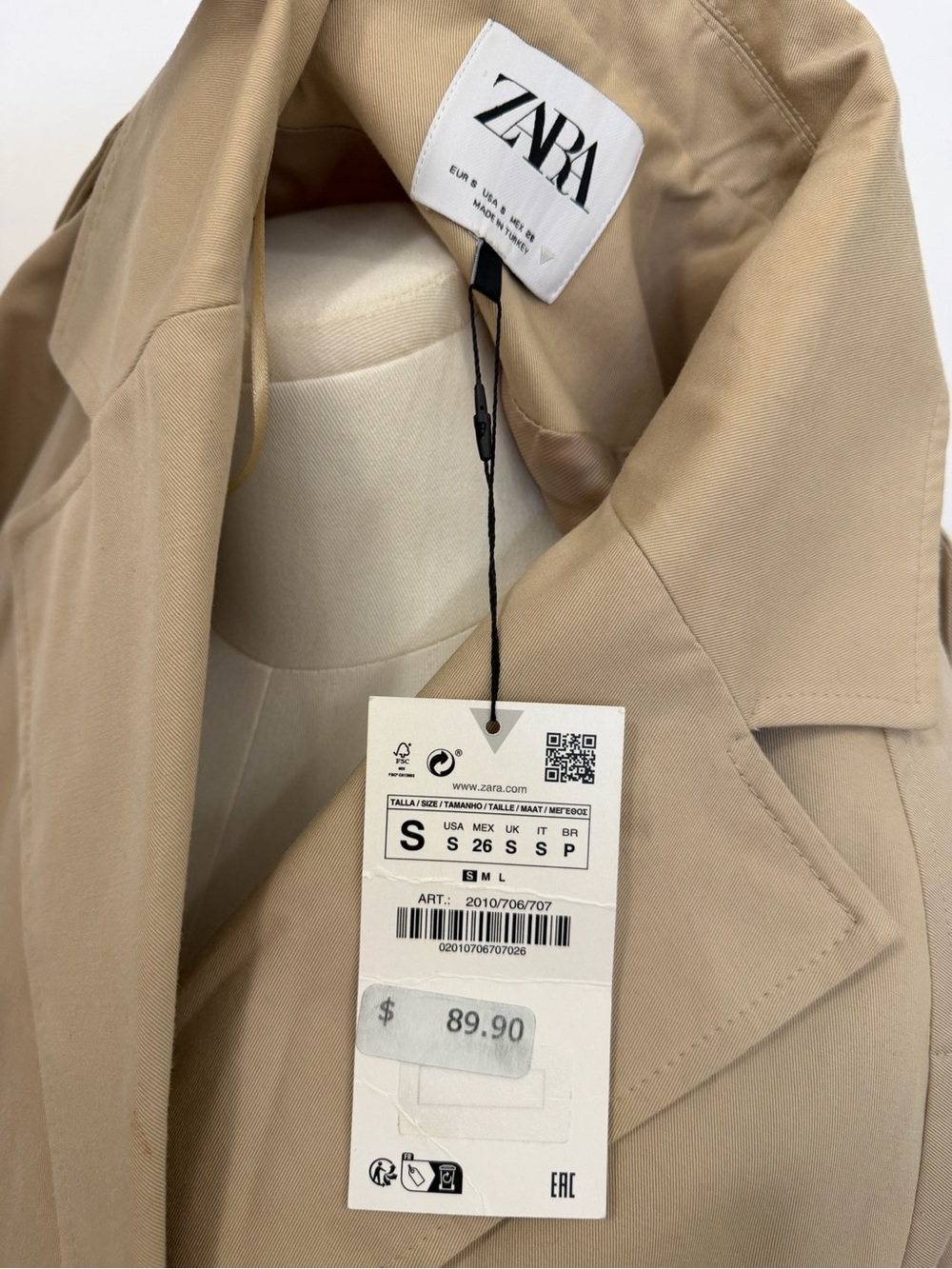 NWT Zara Cropped Tan Trench Jacket - Picture 7 of 10